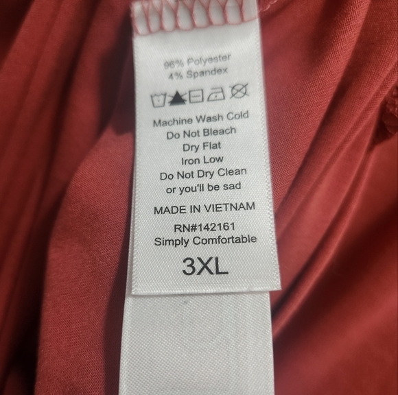 NWT LuLaRoe Leah Drop Shoulder Cuff Tunic Coral Pink Orange Plus Size 3X Spring - Picture 6 of 6